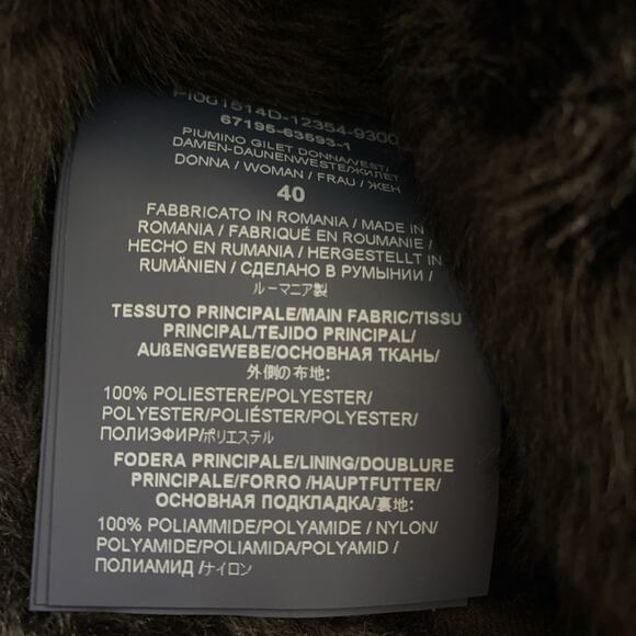 Herno Black Faux Fur Vest Sleeveless Gold Zip Slip Pockets Quilted 40 4 S - Picture 9 of 11